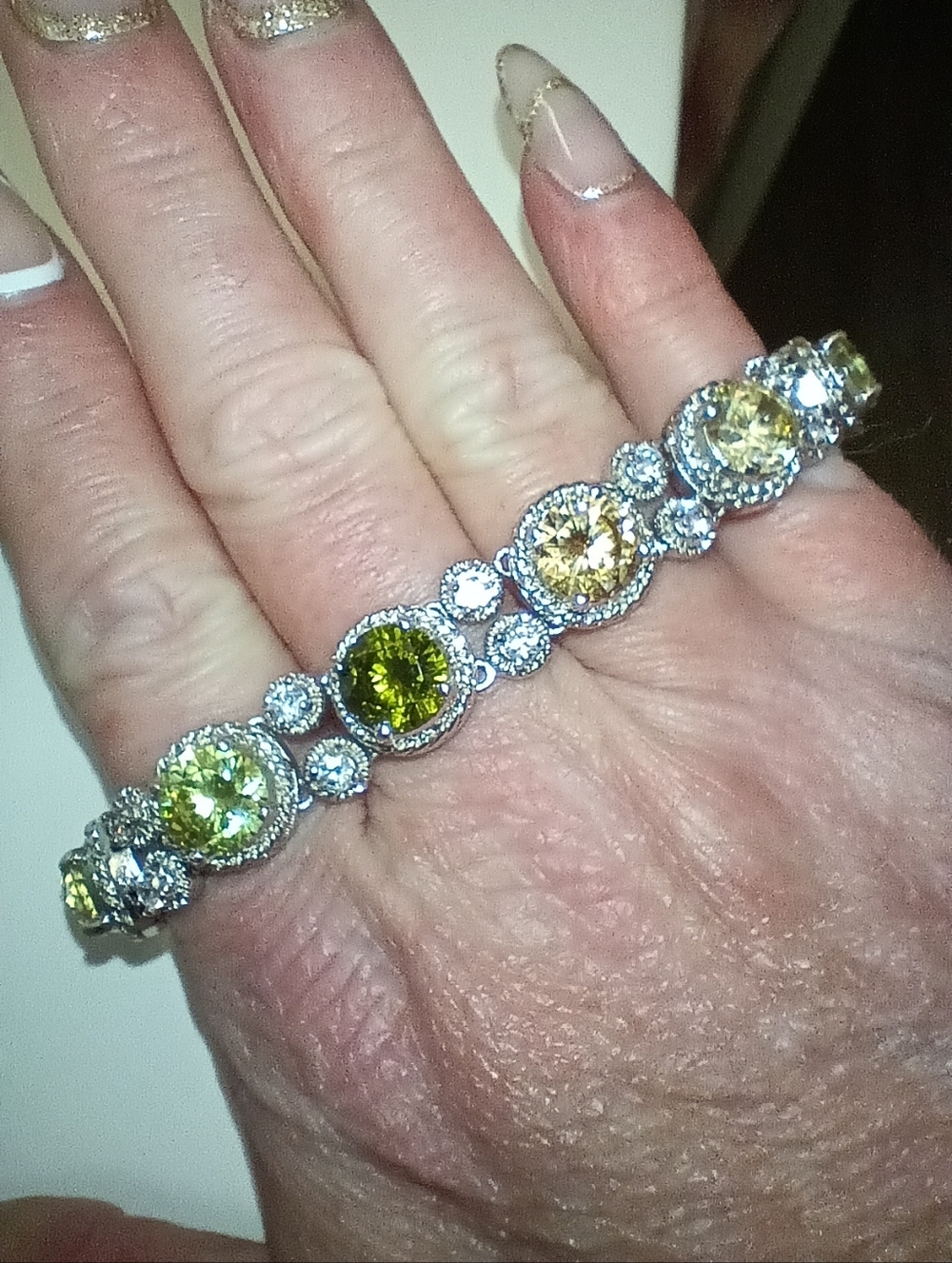 Curated Stylist Piece "Art Deco" Style Multicolored Gemstone Tennis Bracelet